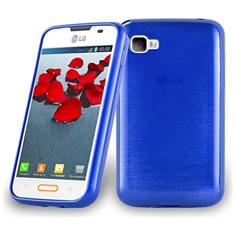 Custodia Compatibile Con Lg L4 Ii (2.gen E740) In Blu - Coperchio Protettivo In Silicone Tpu Flessibile Con Design Spazzolato - Foto 1