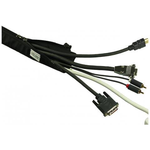 Prozipsleeve0.8 Guaina Per Cavo Nero (premium Cable Sleeve 80cm - With Two Way Zip In High - Quality Material. Can Contain Up To 10 Cables Inner Dia: 22mm)  - Foto 2