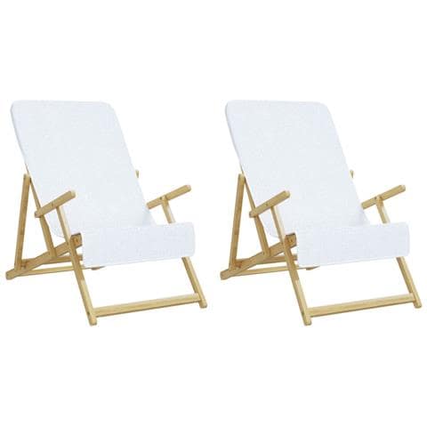 Asciugamani Da Spiaggia 2 Pz Bianchi 60x135 Cm Tessuto 400 Gsm - Foto 1