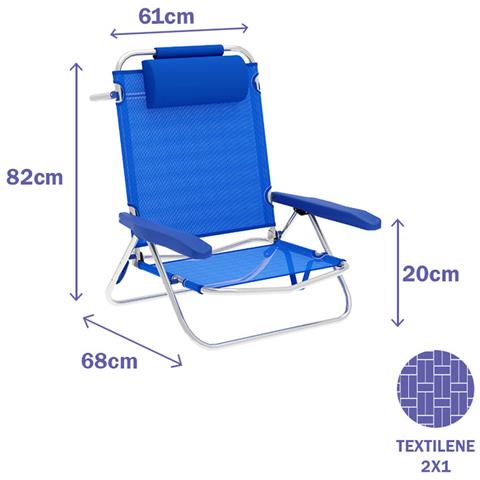 Sedia Pieghevole Marbueno Azzurro 61 X 82 X 68 Cm - Foto 2