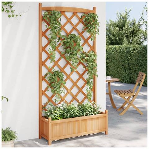 Fioriera Con Traliccio Marrone In Legno Massello Di Abete - Foto 1