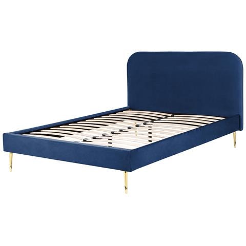 Letto Velluto Flayat 160 X 200 Cm Blu Marino - Foto 2