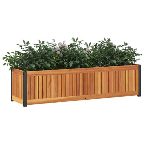 Fioriera Da Giardino 110x30x27,5 Cm In Legno Massello Di Acacia - Foto 3