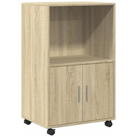 Mobiletto Con Ruote Rovere Sonoma 55x40x91 Cm In Truciolato - Foto 2
