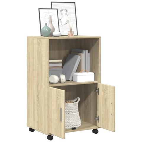 Mobiletto Con Ruote Rovere Sonoma 55x40x91 Cm In Truciolato - Foto 3