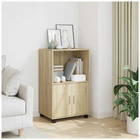 Mobiletto Con Ruote Rovere Sonoma 55x40x91 Cm In Truciolato - Foto 1