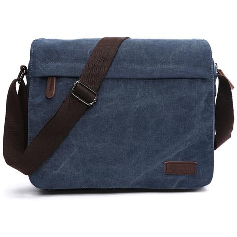 Borsa Messenger Borsa A Tracolla In Tela E Pelle Darkblue - Foto 1