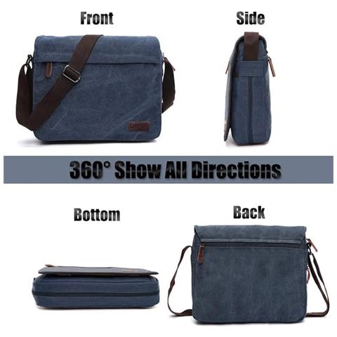 Borsa Messenger Borsa A Tracolla In Tela E Pelle Darkblue - Foto 2