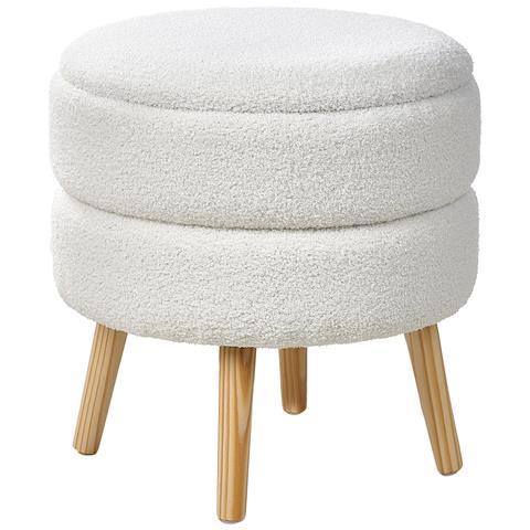 Sgabello Contenitore Okaton Bouclé Bianco - Foto 9