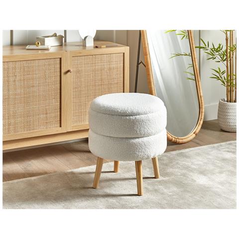 Sgabello Contenitore Okaton Bouclé Bianco - Foto 1