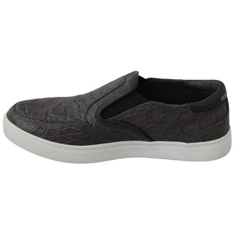 Mocassini Da Uomo Caiman Piatti In Pelle Grigia - Eu40.5/us7.5 - Foto 5