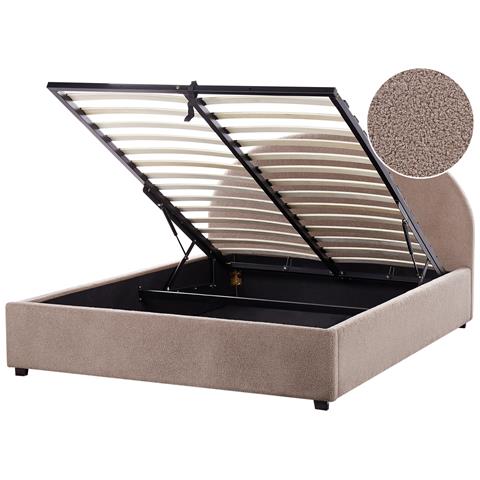 Letto Contenitore Bouclé Vaucluse 160 X 200 Cm Tortora - Foto 2