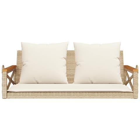 Panchina a Dondolo con Cuscini Beige 109x62x40 cm in Polyrattan - Foto 2