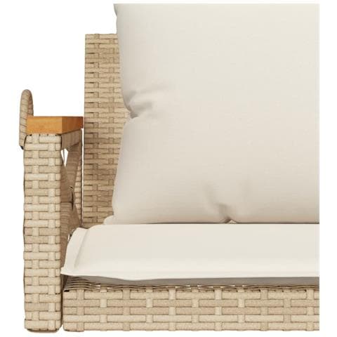 Panchina a Dondolo con Cuscini Beige 109x62x40 cm in Polyrattan - Foto 9