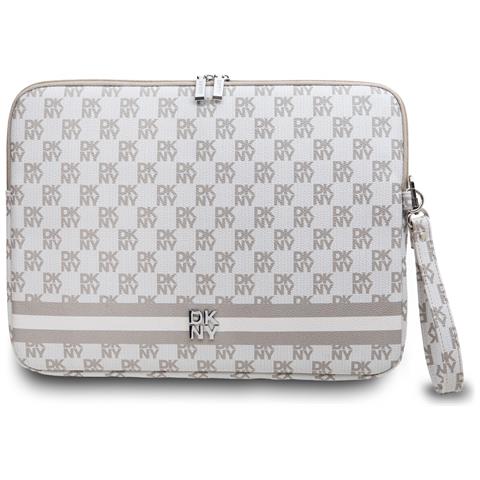 Custodia Elegante Per Pc Da 13 / 14 Pollici Con Motivo A Quadri E A Strisce, Beige - Foto 1