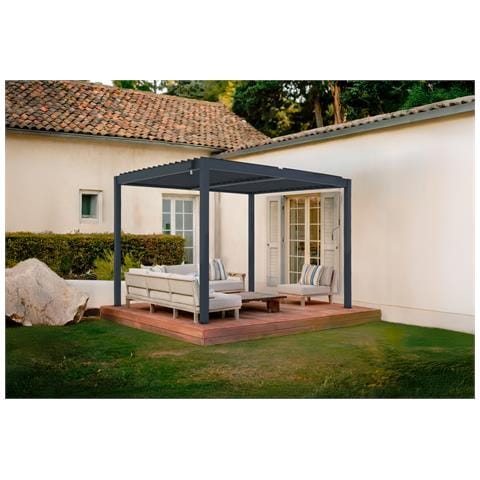 Pergola Bioclimatica Autoportante In Alluminio Grigio Piana 3x2,5m - Foto 1