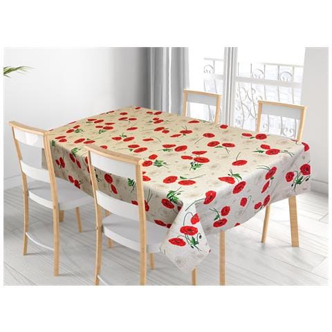 Tovaglia Per Salotto Cucina In Miros Misto Cotone Made In Italy Papaveri Rp 140x240 Papaveri - Foto 1