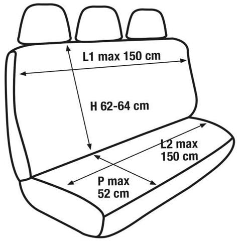 Coprisedile Universale Posteriore 3 Posti Per Furgone Tess. Cotone Trapuntato Antracite - Foto 3
