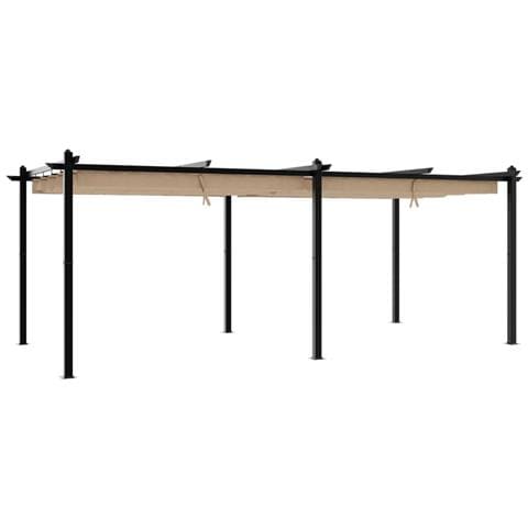 Gazebo Da Giardino Con Tetto Retrattile Tortora 3x6 M Alluminio - Foto 2