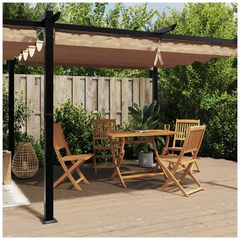 Gazebo Da Giardino Con Tetto Retrattile Tortora 3x6 M Alluminio - Foto 1