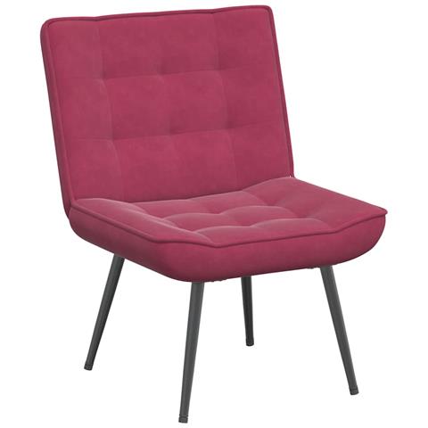 Sedia Relax 64x74x84 Cm Rosso Vino In Velluto - Foto 2