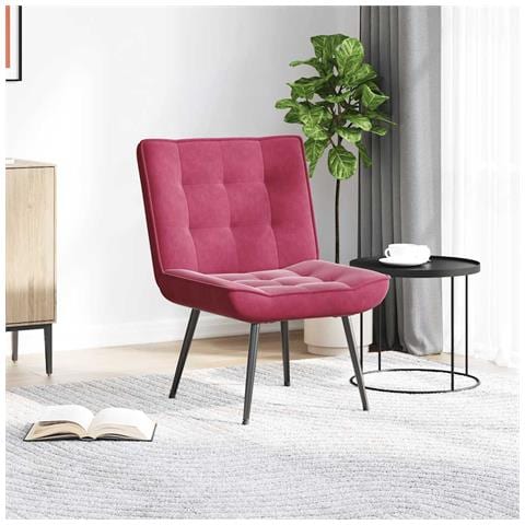 Sedia Relax 64x74x84 Cm Rosso Vino In Velluto - Foto 3