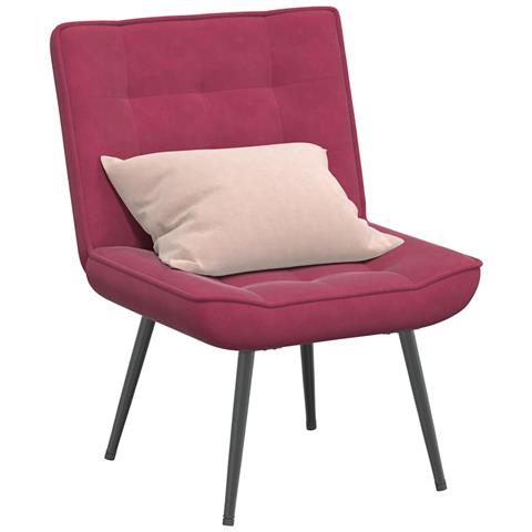 Sedia Relax 64x74x84 Cm Rosso Vino In Velluto - Foto 1