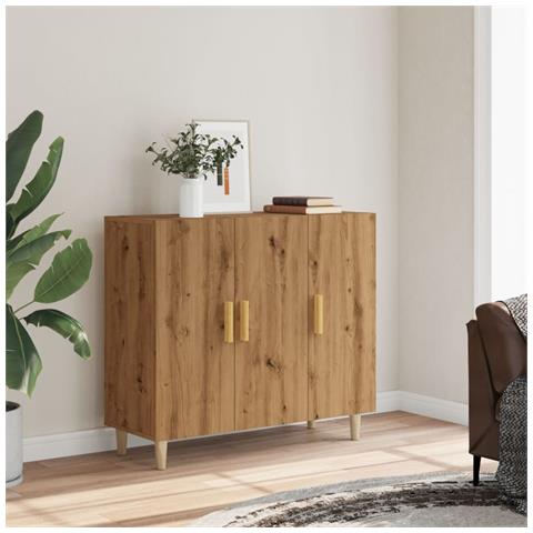 Credenza Rovere Artigianale 90x34x80 Cm In Legno Multistrato - Foto 3