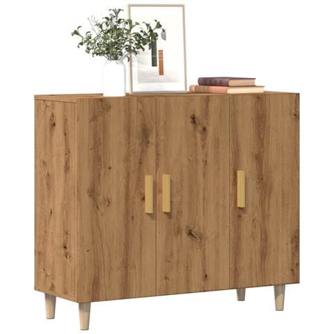 Credenza Rovere Artigianale 90x34x80 Cm In Legno Multistrato - Foto 1
