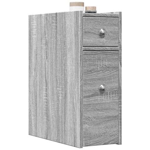 Armadietto Da Bagno Stretto Con Ruote Grigio Sonoma Truciolato - Foto 1