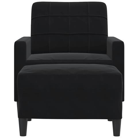 Poltrona Con Poggiapiedi Nero 60 Cm In Velluto - Foto 3