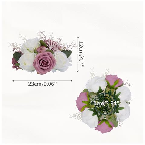 Set Di Rose Artificiali Bianche E Rosa - Composizione Elegante Da 10 Pezzi Per Decorazioni - Foto 2