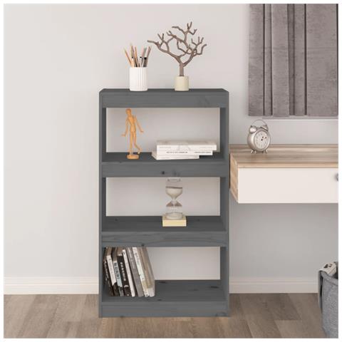 Libreria /divisorio Grigio 60x30x103,5 Cm In Massello Di Pino - Foto 2