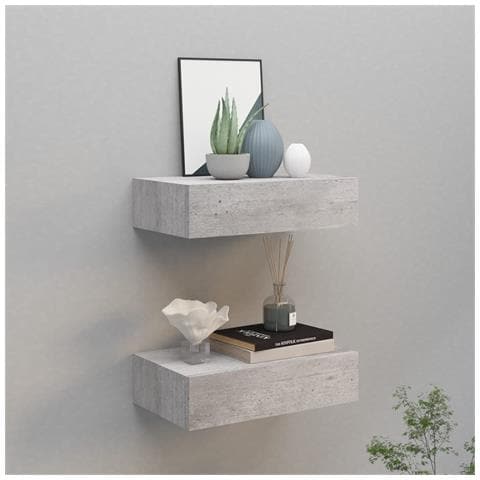 Scaffali Con Cassetti 2 Pz Grigio Cemento 40x23,5x10 Cm In Mdf - Foto 8