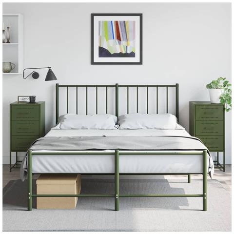 Lusso Casadino -  Comodini 2 Pz Verde Oliva 36x39x78 Cm In Acciaio - Foto 8