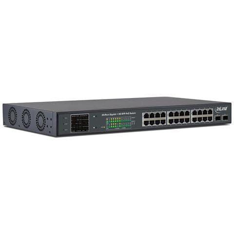 PoE+ Gigabit Network Switch 24 porte, 1Gb /s, 2xSFP, 19"1U (incl. staffe) - Foto 1