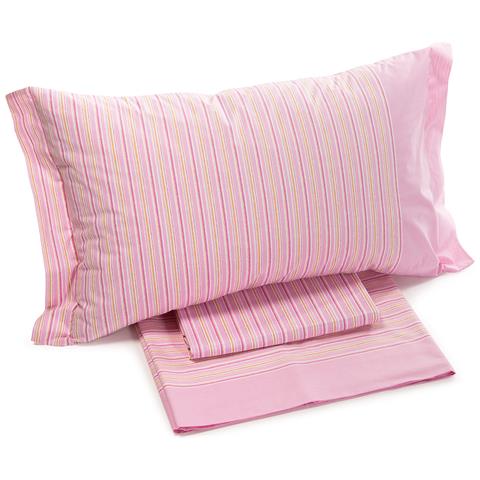 Completo Lenzuola Gil In Cotone Colore Rosa Misura Matrimoniale - Foto 2