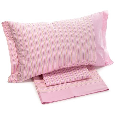 Completo Lenzuola Gil In Cotone Colore Rosa Misura Matrimoniale - Foto 1