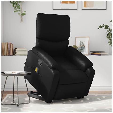 Poltrona Alzapersona Reclinabile Massaggio Nero Similpelle - Foto 2