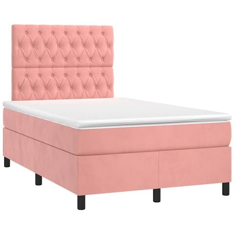 Giroletto a Molle con Materasso Rosa 120x190 cm in Velluto - Foto 1