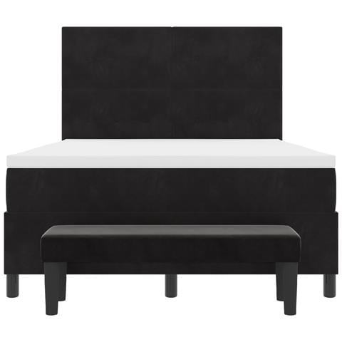 Letto a Rete con Materasso & Panchina Nero 140x190 cm Velluto - Foto 9