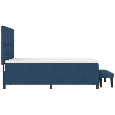 Letto con Box Spring e Materasso & Panchina Blu 140x190 cm Tessuto - Foto 9