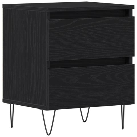 Comodino Nero Rovere 40x35x50 cm Legno ingegnerizzato - Foto 1
