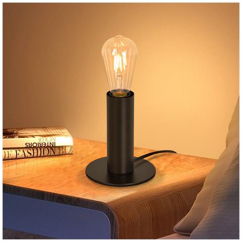 Lampada Da Scrivania In Metallo E27 Nera Con Spina E Interruttore, Max. 40 W Senza Lampadina - Foto 2