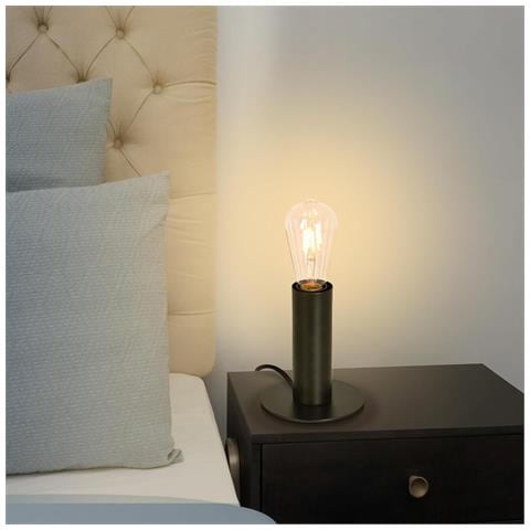 Lampada Da Scrivania In Metallo E27 Nera Con Spina E Interruttore, Max. 40 W Senza Lampadina - Foto 2