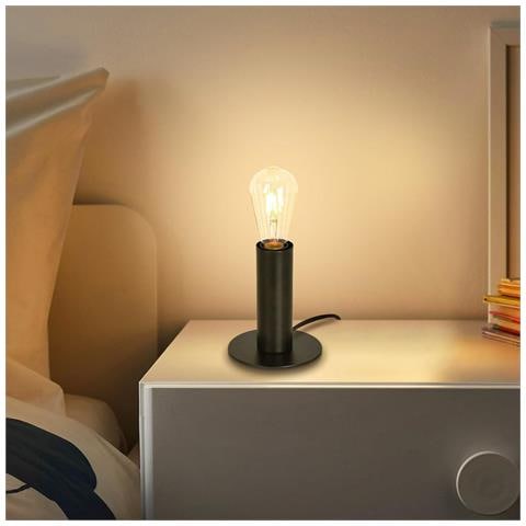 Lampada Da Scrivania In Metallo E27 Nera Con Spina E Interruttore, Max. 40 W Senza Lampadina - Foto 6