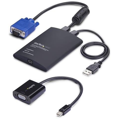 Adattatore Crash Cart Portatile per laptop, Console KVM con USB /VGA /Mini DisplayPort; trasferimento file e acquisizione video, TAA - Foto 1