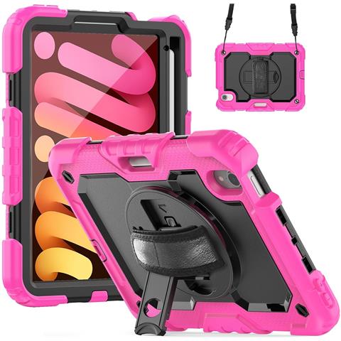 Custodia Per Ipad Mini 6 8.3"" Con Supporto E Tracolla Rosa - Foto 1