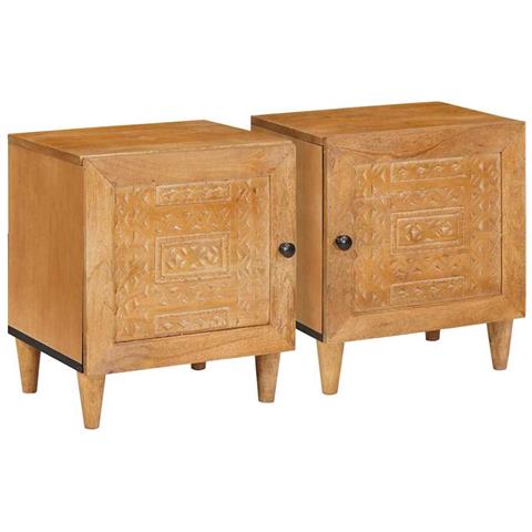 Comodino 2 pcs Marrone chiaro 40 x 33 x 46 cm - Foto 1