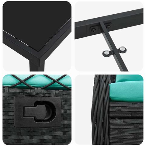 Set da Pranzo per Giardino 3 pcs Nero polyrattan - Foto 9